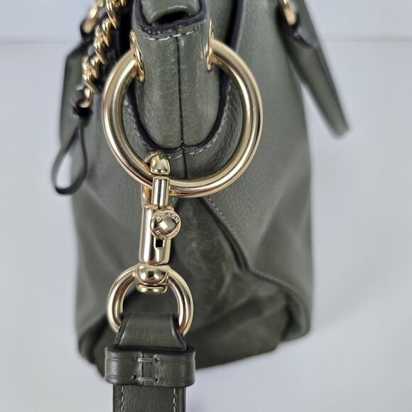 Coach F76640 Mia Satchel Olive Green Pebble/Suede/Leather Crossbody Bag - Picture 3 of 9